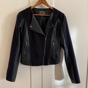 Shinestar Faux Leather Cropped Jacket